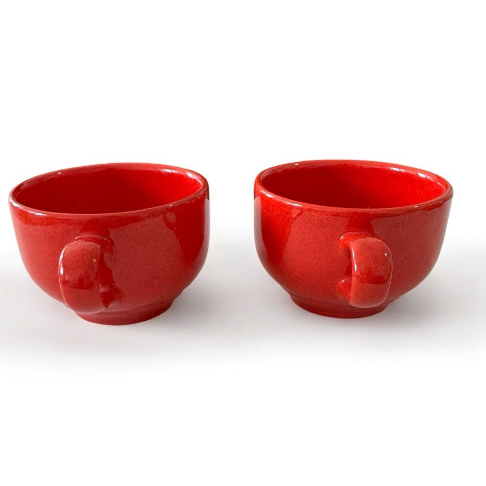 Vintage Waechtersbach West German Pottery Red Tea Coffee Cups Set of 2 EUC - Picture 4 of 6